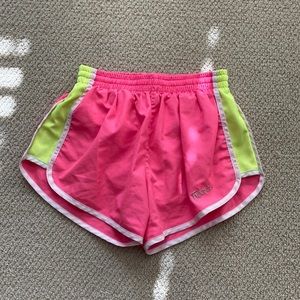 Tyler’s Hot Pink Yellow Athletic Running Shorts Lined Size Small Train Run EUC